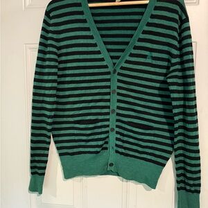 Burberry Emerald and Black Striped Knit Top